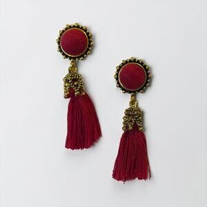 Vintage Women Velvet Red Earrings